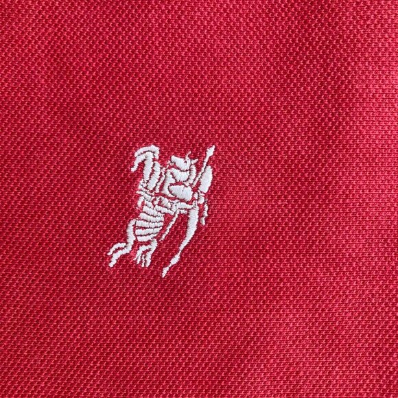 Burberry Brit Men Short Sleeve Nova Check Red Cotton Pique Polo w/ defect - Picture 6 of 13